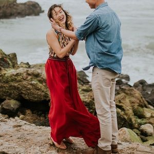 Flowy red maxi skirt